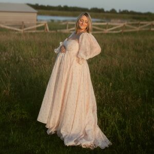 Worth Collective Delilah Floral Maxi Dress Maternity - Peach